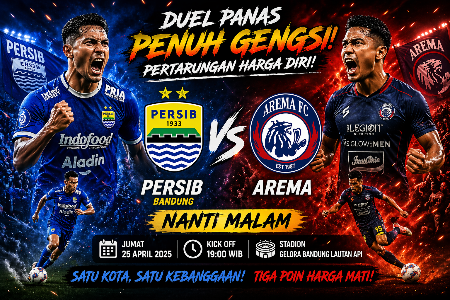 Persib Bandung vs Arema Malam Ini: Duel Panas, Maung Bandung Lebih Diunggulkan
